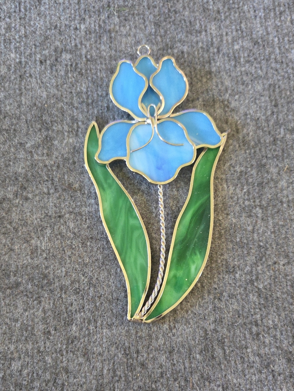 Blue Stained Glass Iris Suncatcher